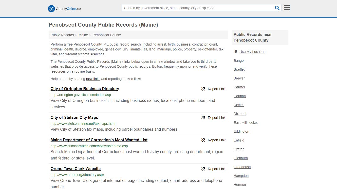 Public Records - Penobscot County, ME (Business, Criminal, GIS ...