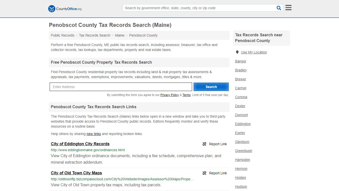 Penobscot County Tax Records Search (Maine) - County Office